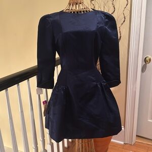 Oscar de la Renta NWT Vintage silk navy blue cocktail dress